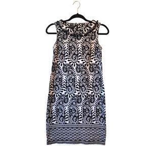 Talbots Petite Black & White Paisley Cotton Dress